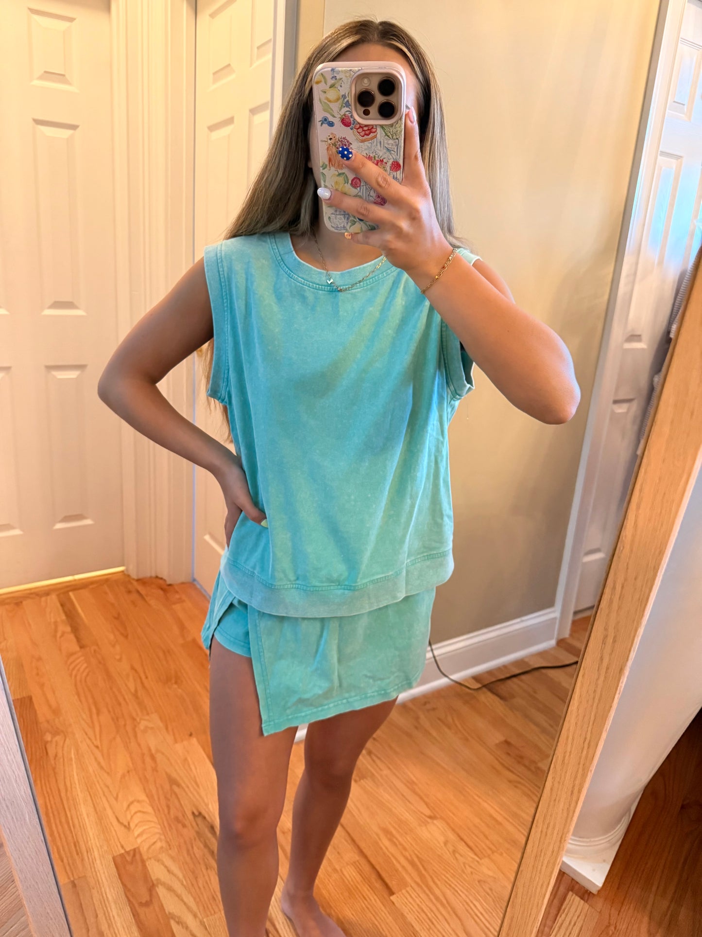 Cotton Tank Top Lined Skort Set