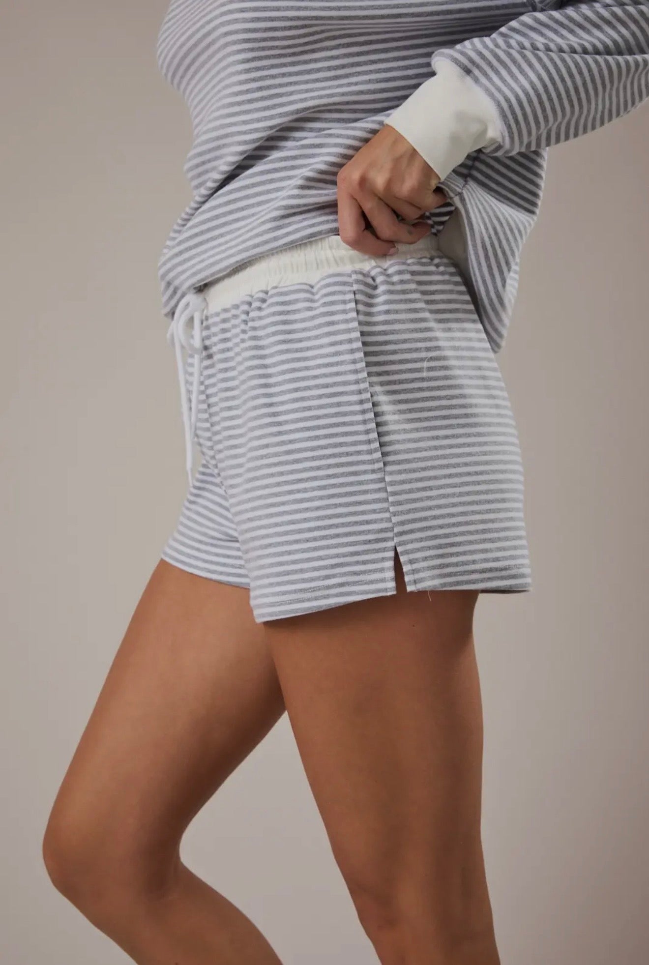 Mock Neck Striped Sweatshirt Set