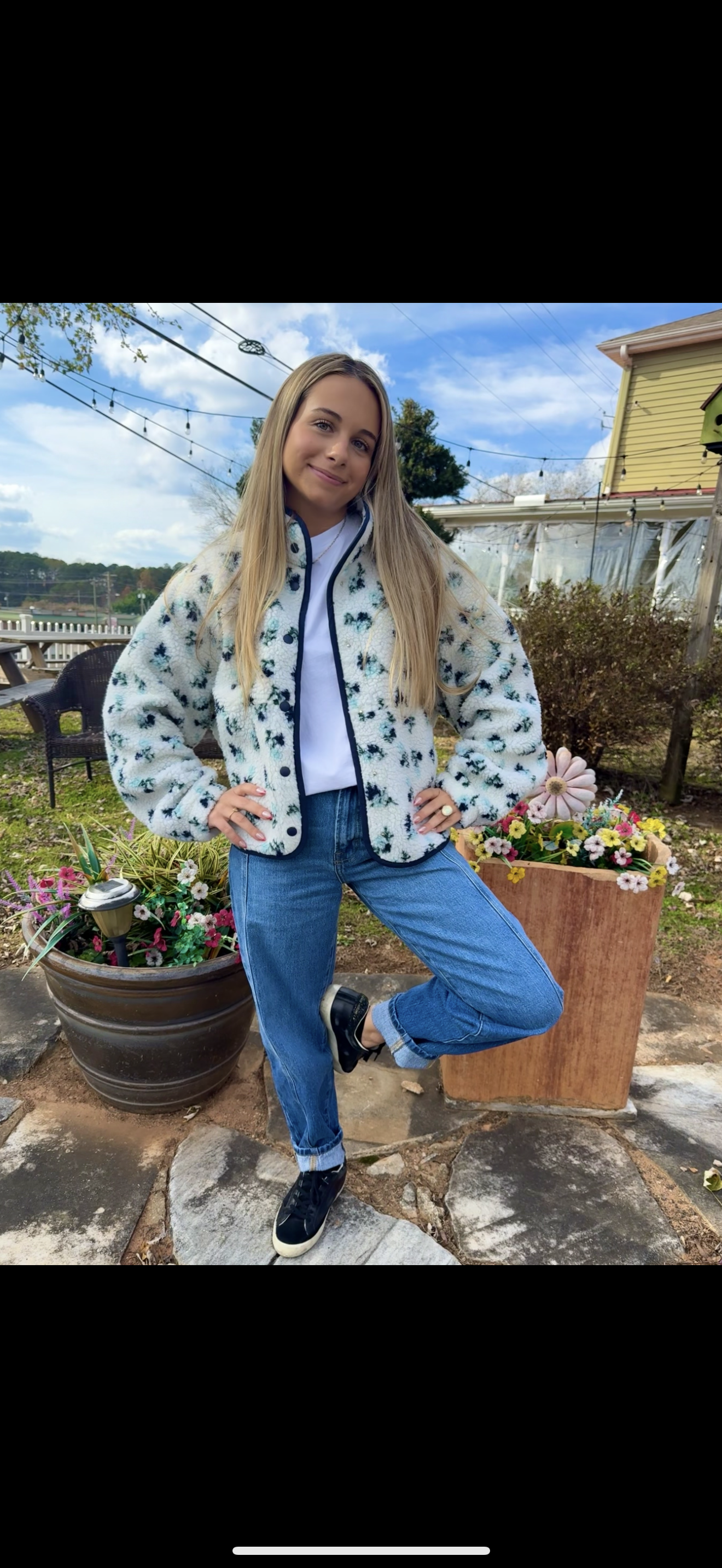 Floral Print Fluffy Fleece Jacket