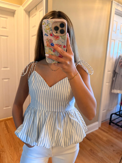 Striped Printed Ballon Bottom Top