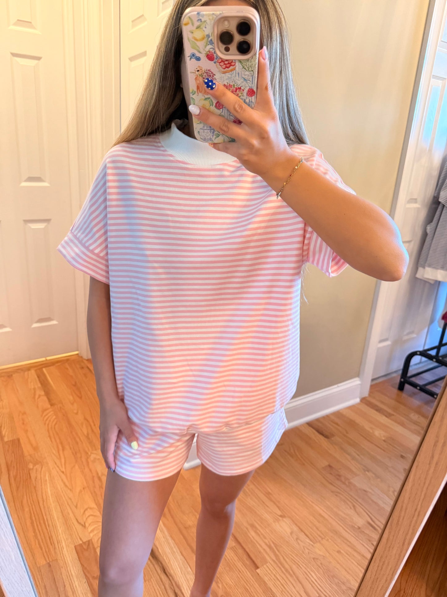 Striped Mock Neck Set