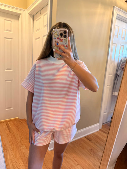 Striped Mock Neck Set