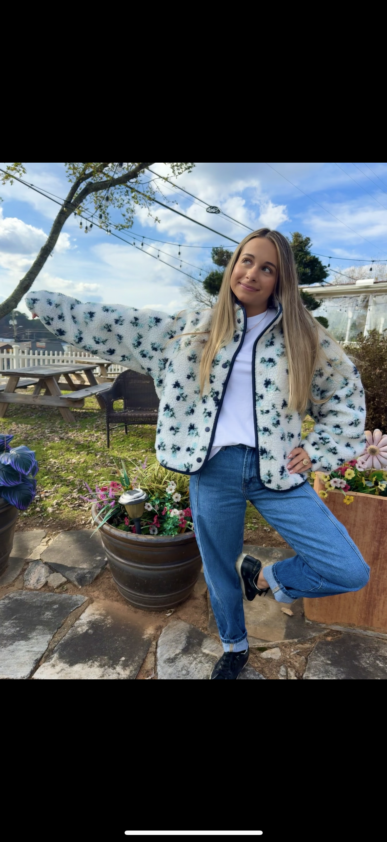 Floral Print Fluffy Fleece Jacket