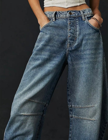 Mid-rise Wide Leg Barrel Jeans