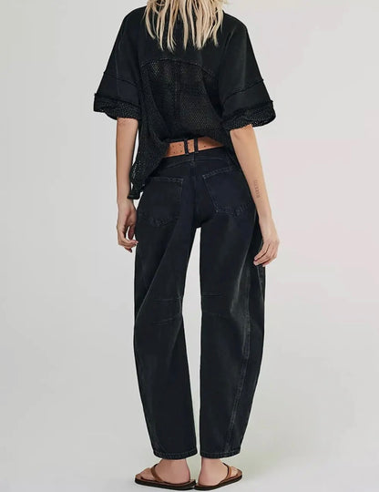 Mid-rise Wide Leg Barrel Jeans