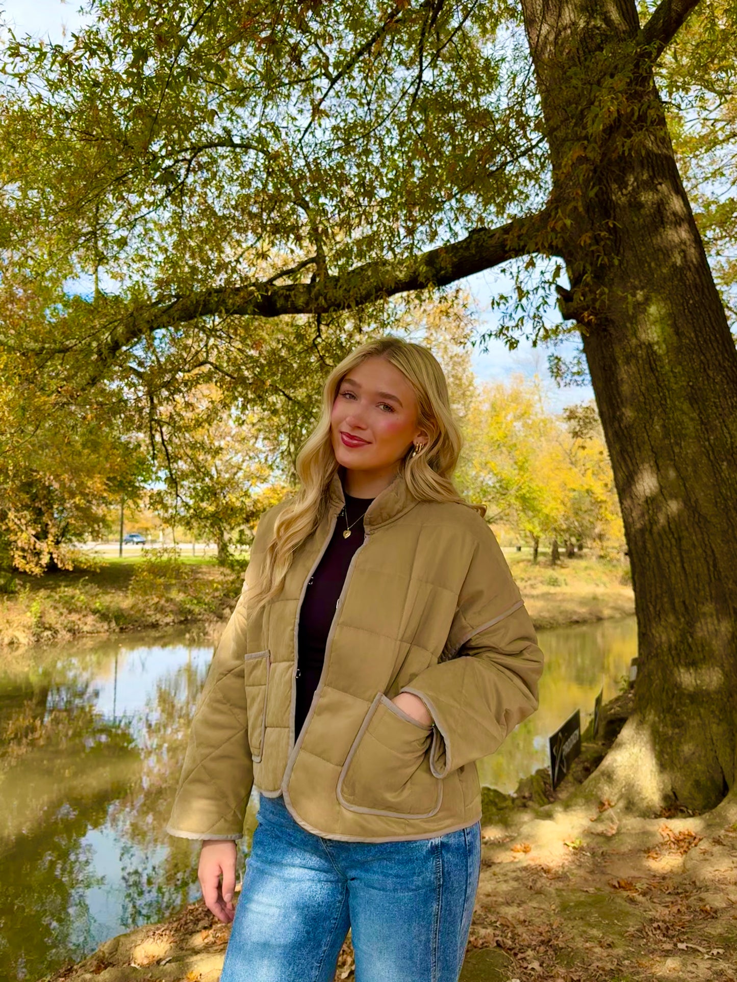 Quilted Contrast Piping Detailed Puffer Jacket