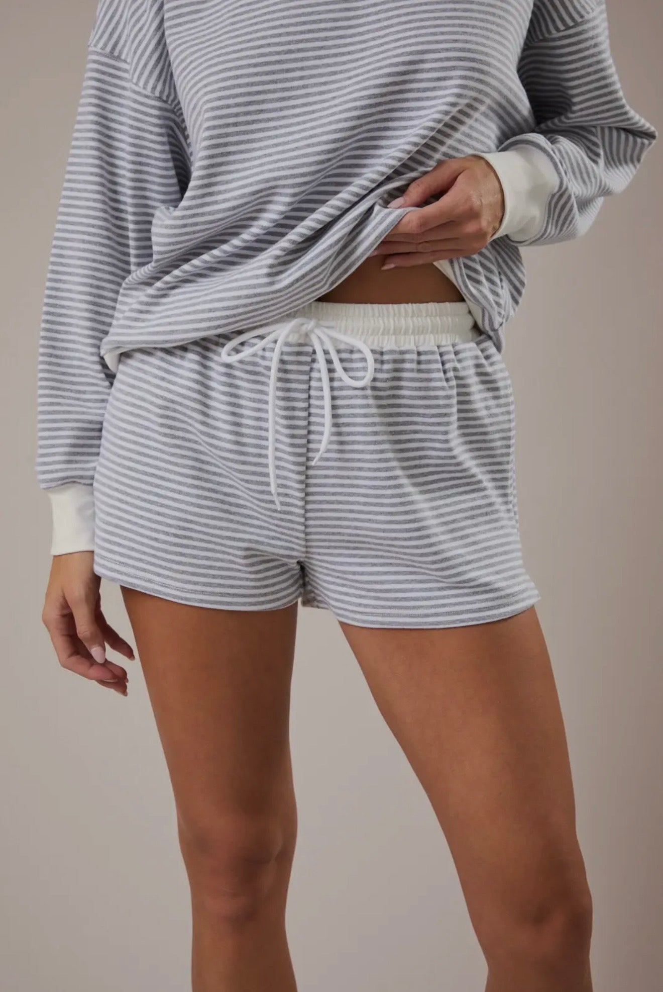Mock Neck Striped Sweatshirt Set