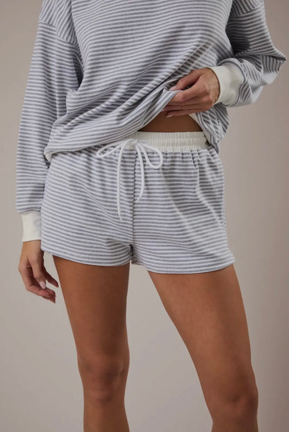 Mock Neck Striped Sweatshirt Set