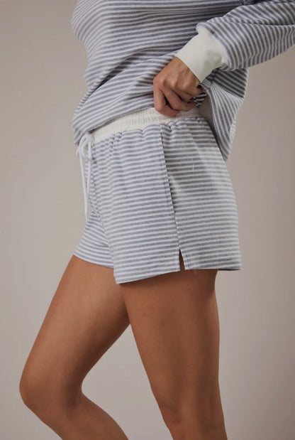 Mock Neck Striped Sweatshirt Set