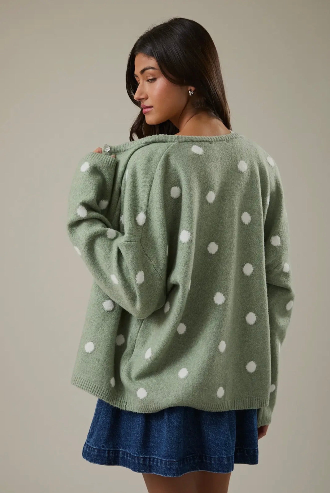 Green Polka Dot Cardigan